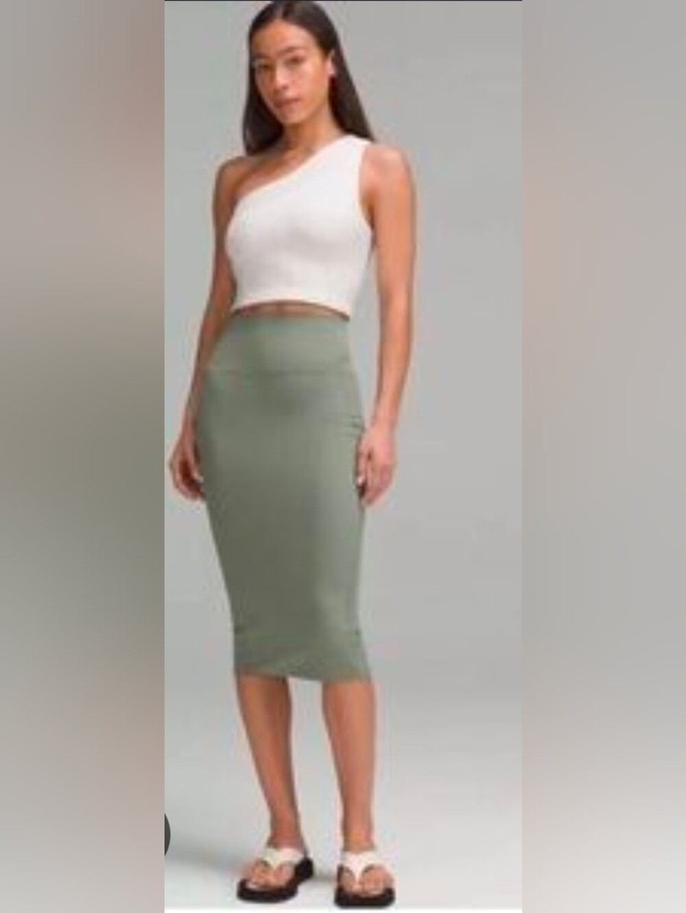 Lululemon Nulu Slim-Fit High Rise Skirt NWT Size 6 Green Sage Midi Pencil Skirt